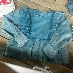 POL Women’s Blue Ruffled Top